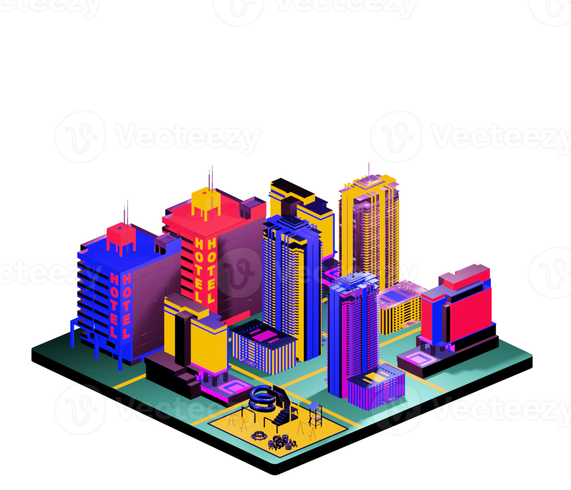 Retro isometric building png