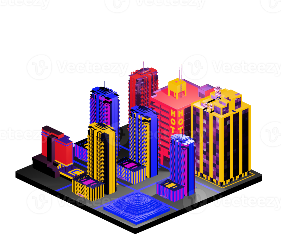 Isometric building arrangement png