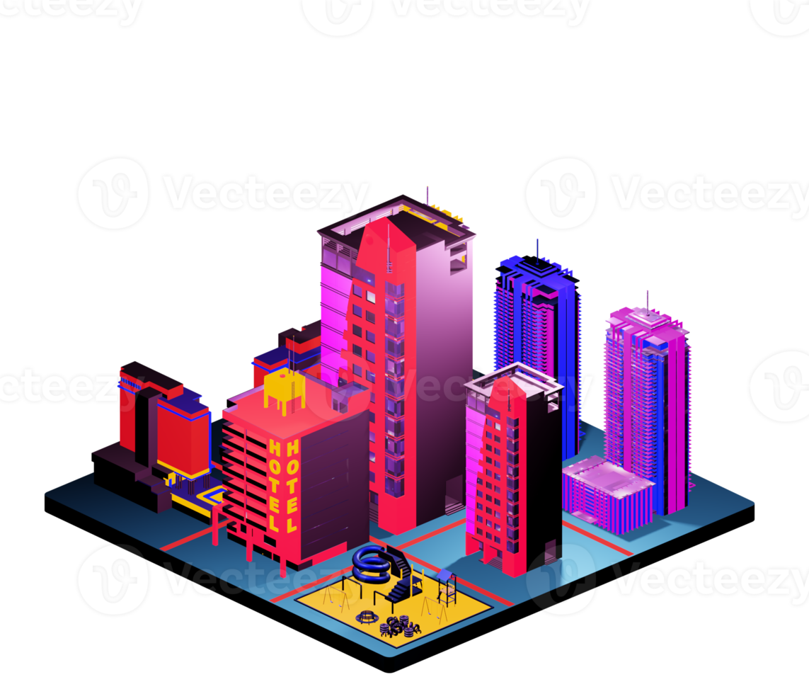 Isometric building arrangement png