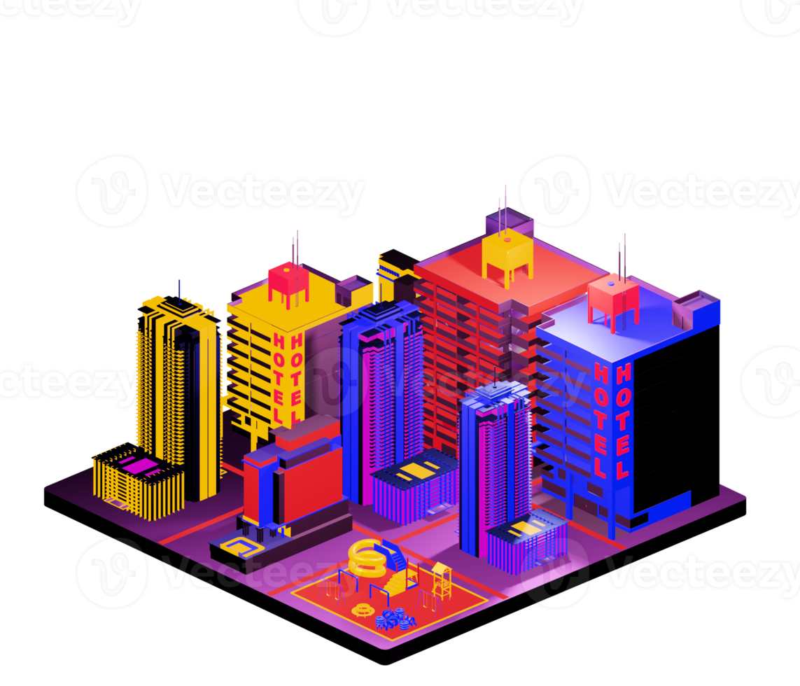 Isometric building arrangement png