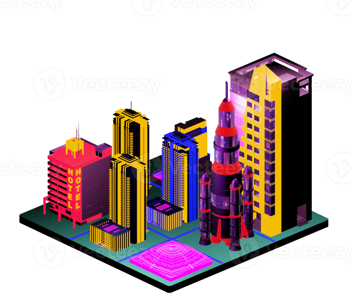 Isometric building arrangement png