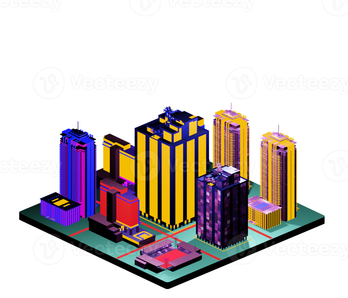 Isometric building arrangement png