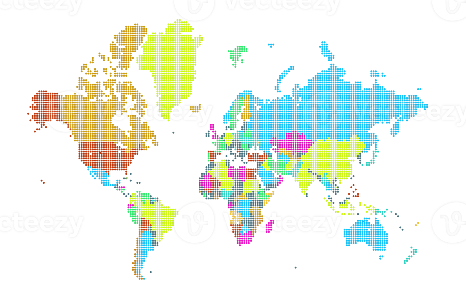 points de carte du monde. modèle de carte du monde avec les continents, l'amérique du nord et du sud, l'europe et l'asie, l'afrique et l'australie png