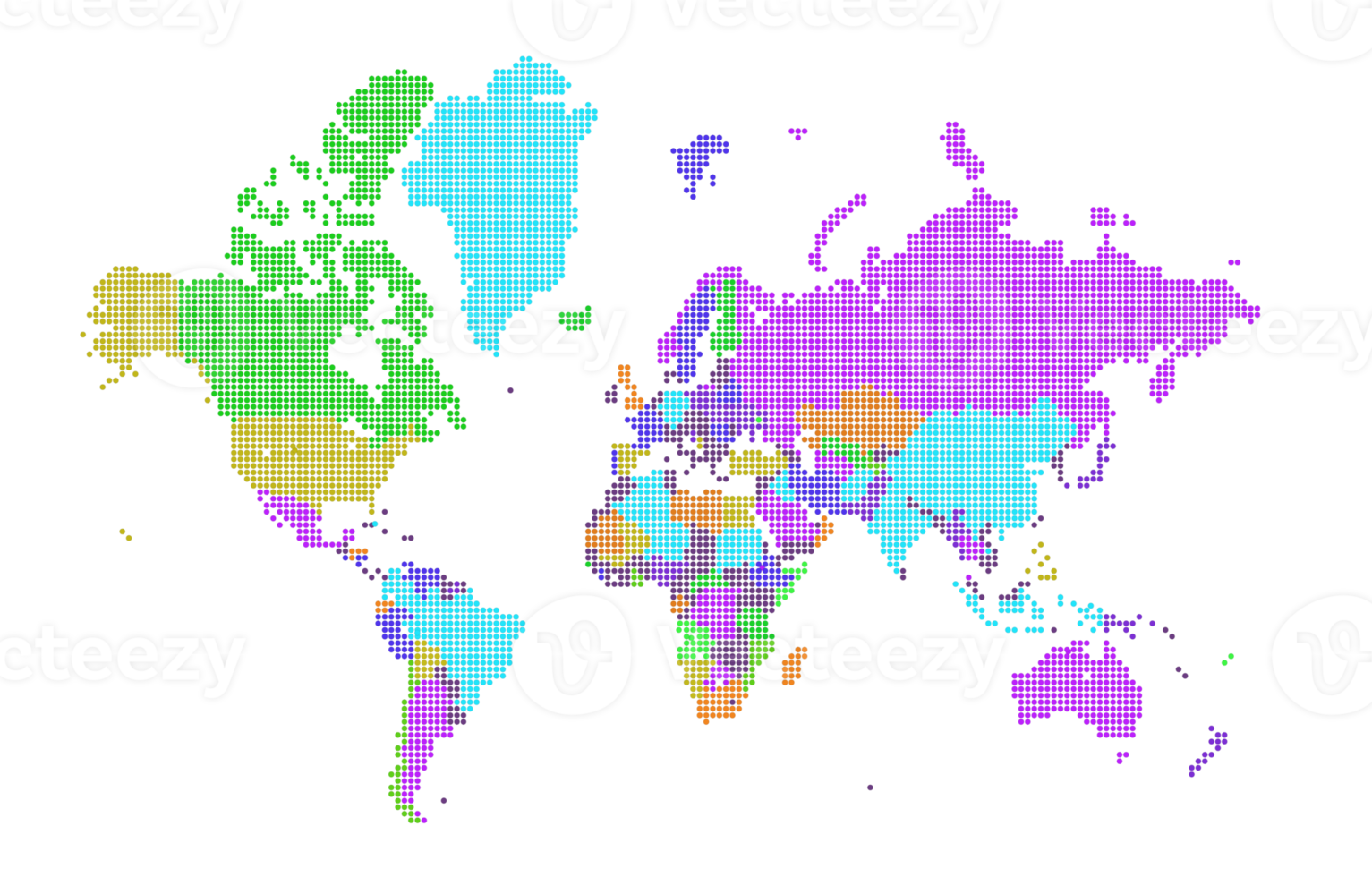 puntos del mapa mundial. plantilla de mapa mundial con continentes, américa del norte y del sur, europa y asia, áfrica y australia png