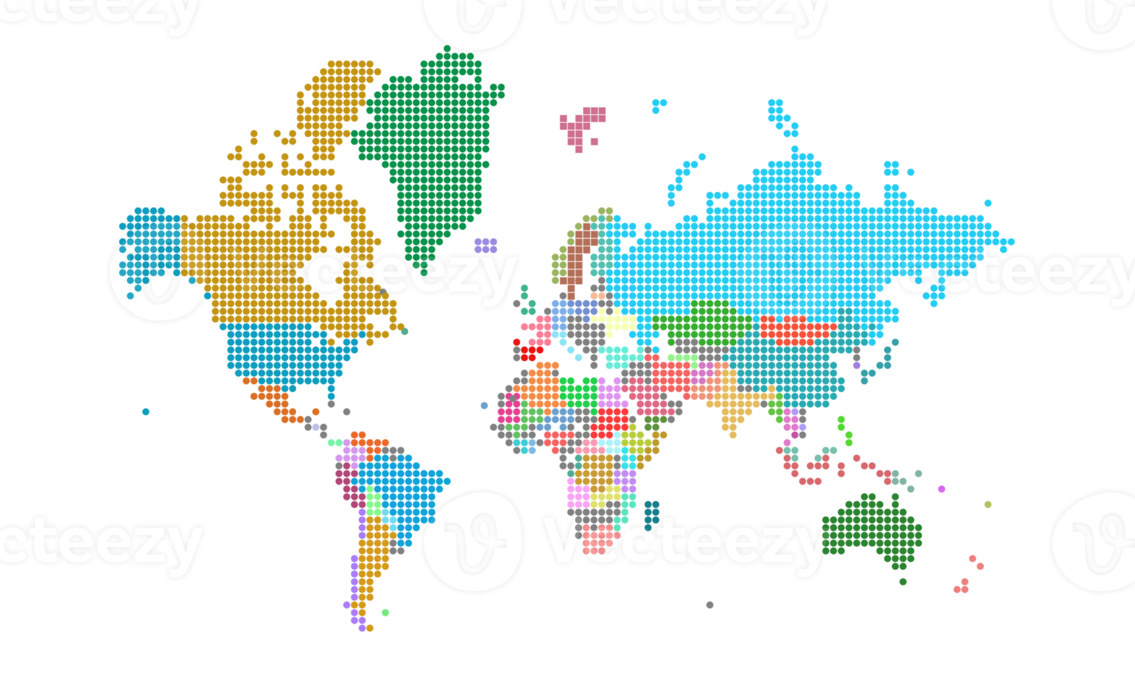 Punkte auf der Weltkarte. Weltkartenvorlage mit Kontinenten, Nord- und Südamerika, Europa und Asien, Afrika und Australien png