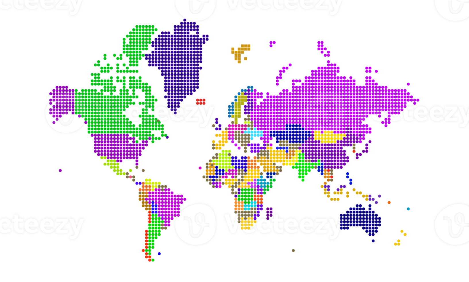 pontos do mapa do mundo. modelo de mapa do mundo com continentes, américa do norte e sul, europa e ásia, áfrica e austrália png