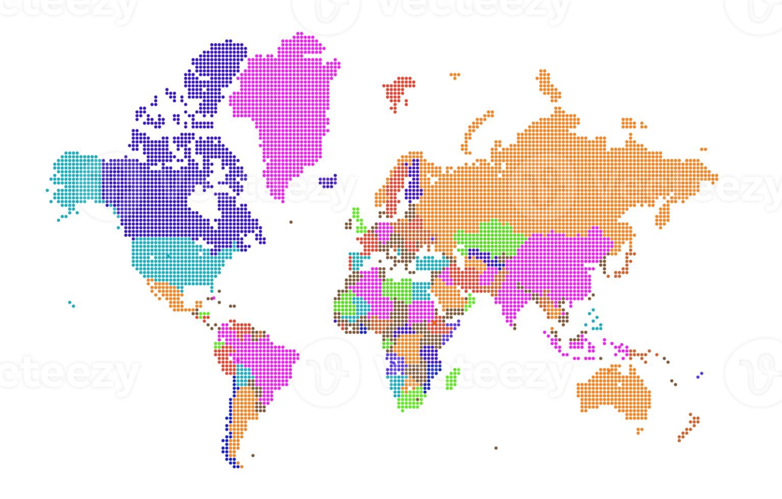 Punkte auf der Weltkarte. Weltkartenvorlage mit Kontinenten, Nord- und Südamerika, Europa und Asien, Afrika und Australien png