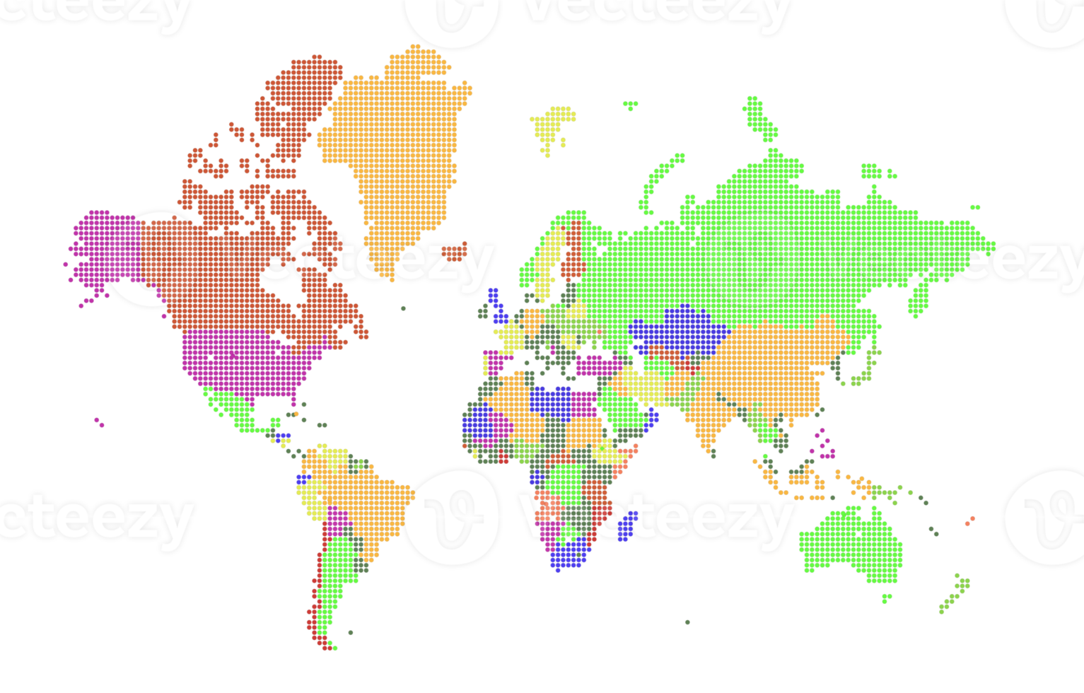 puntos del mapa mundial. plantilla de mapa mundial con continentes, américa del norte y del sur, europa y asia, áfrica y australia png