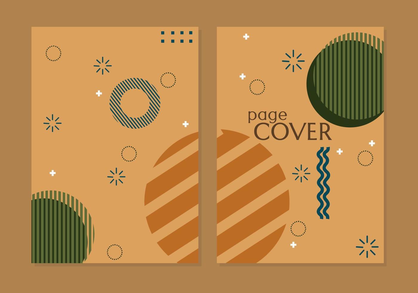 conjunto de diseño de portada en estilo memphis. diseño geométrico. fondo abstracto marrón. puede usarse para portada, cuaderno, afiche, folleto, libro, informe anual vector