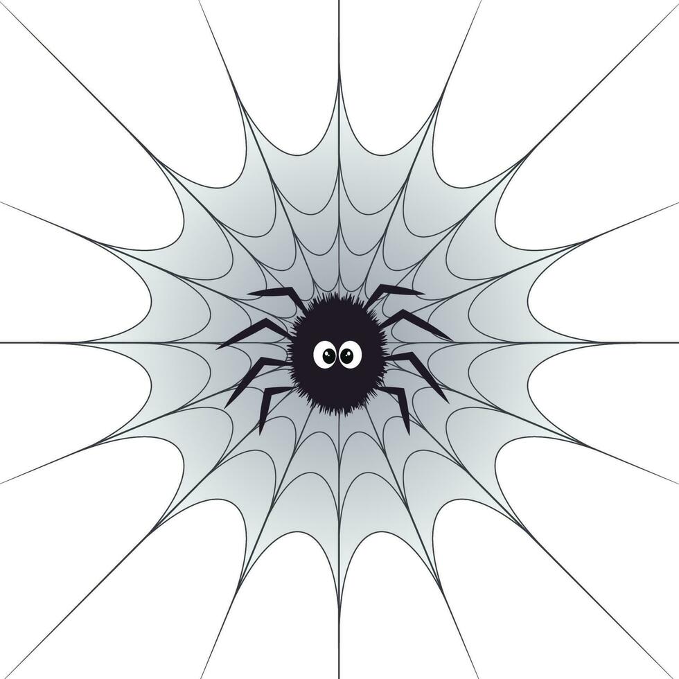 Cartoon Halloween spider on a spider's web vector