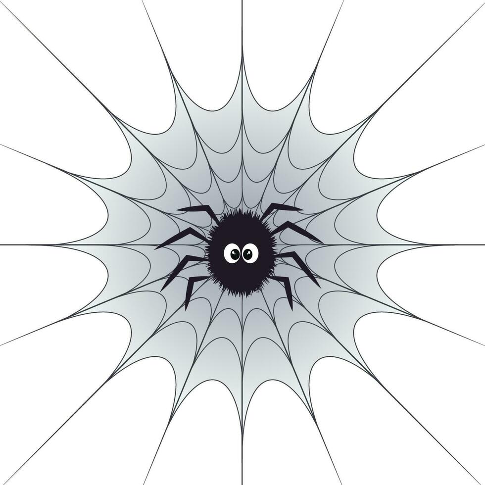 araña de halloween de dibujos animados en una tela de araña vector