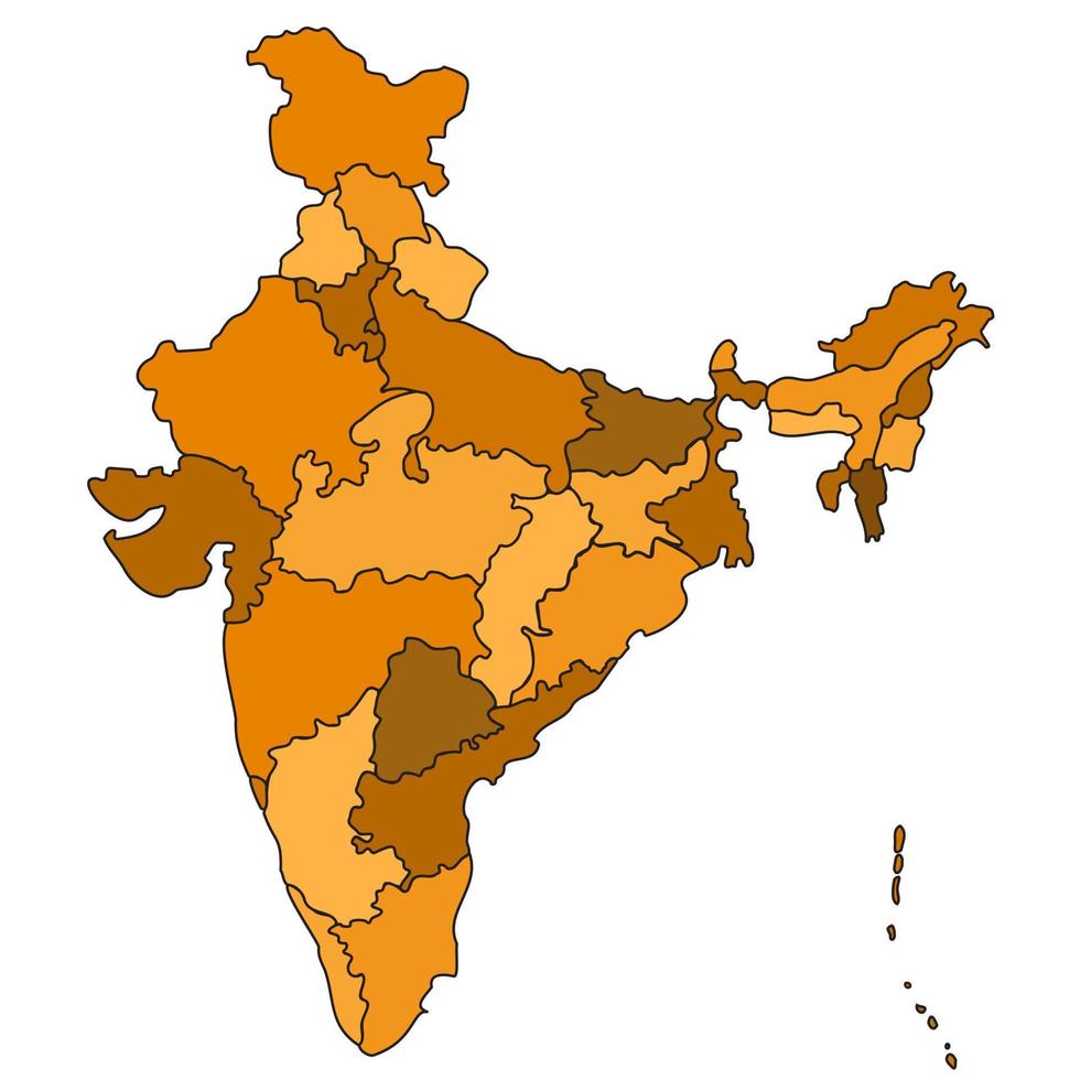 India Country States Outline Map Isolated Illustration Travel Culture Background vector