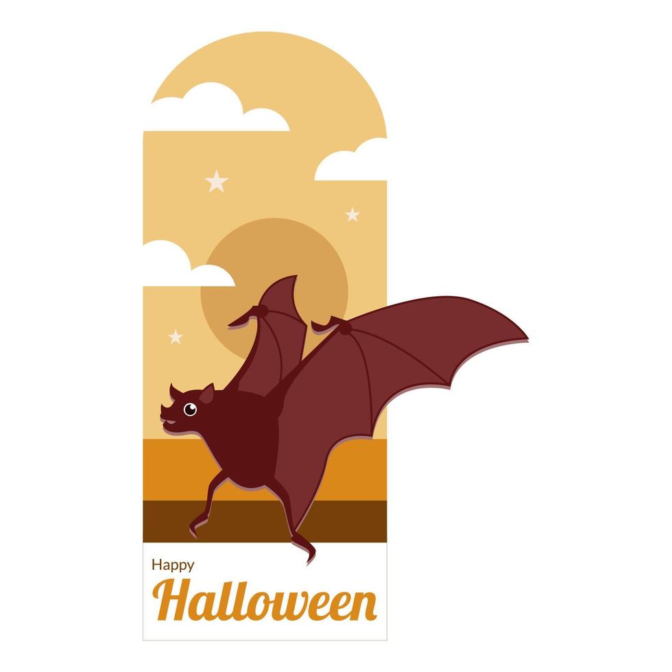 un lindo murciélago anuncia felicidad. feliz halloween a todos los que celebran. perfecto para tarjetas de felicitación, sus elementos de diseño. vector