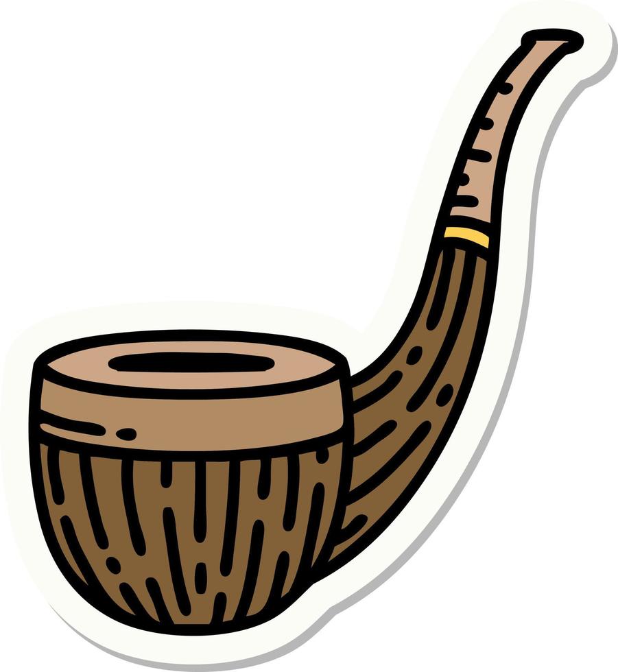 sticker of tattoo in traditional style of a smokers pipe vector