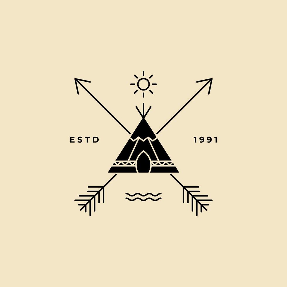 diseño de plantilla de vector de logotipo de campamento tipi indio