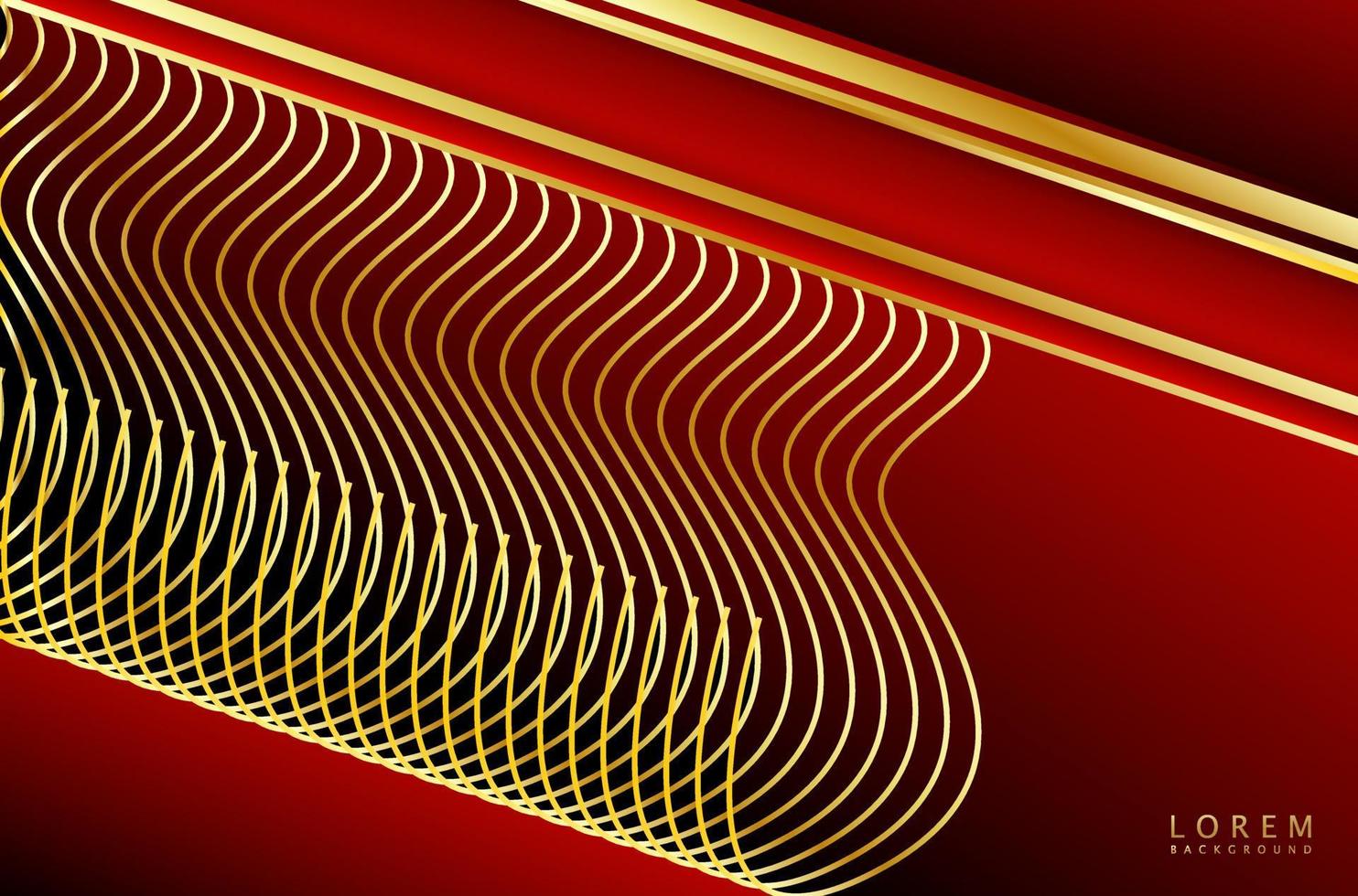 Luxury red background with golden lines. vector