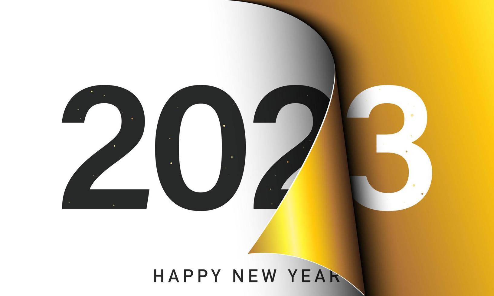 Happy New Year 2023 greeting card design template. vector
