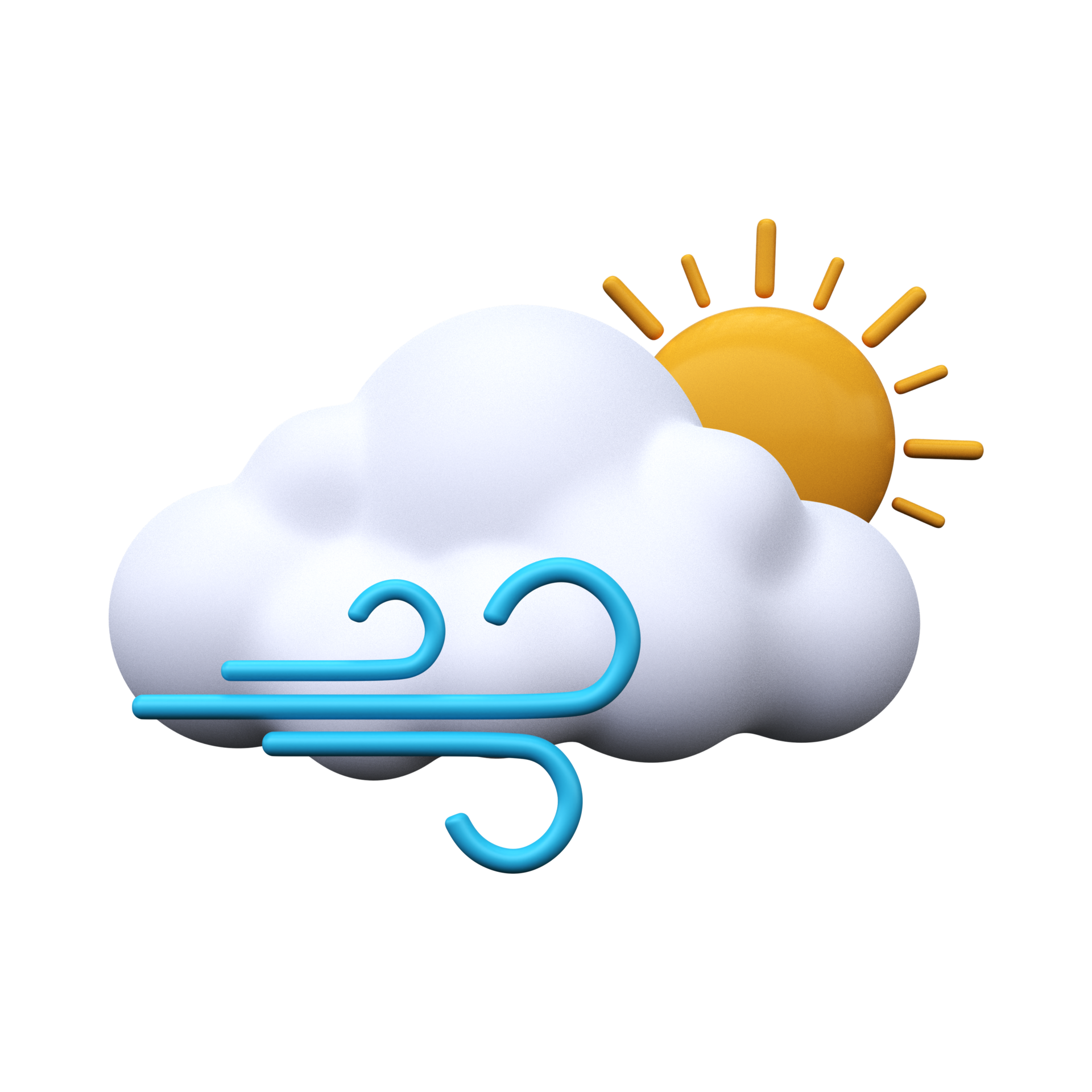 Sunny and windy day. Weather forecast icon. Meteorological sign. 3D render.  12066506 PNG