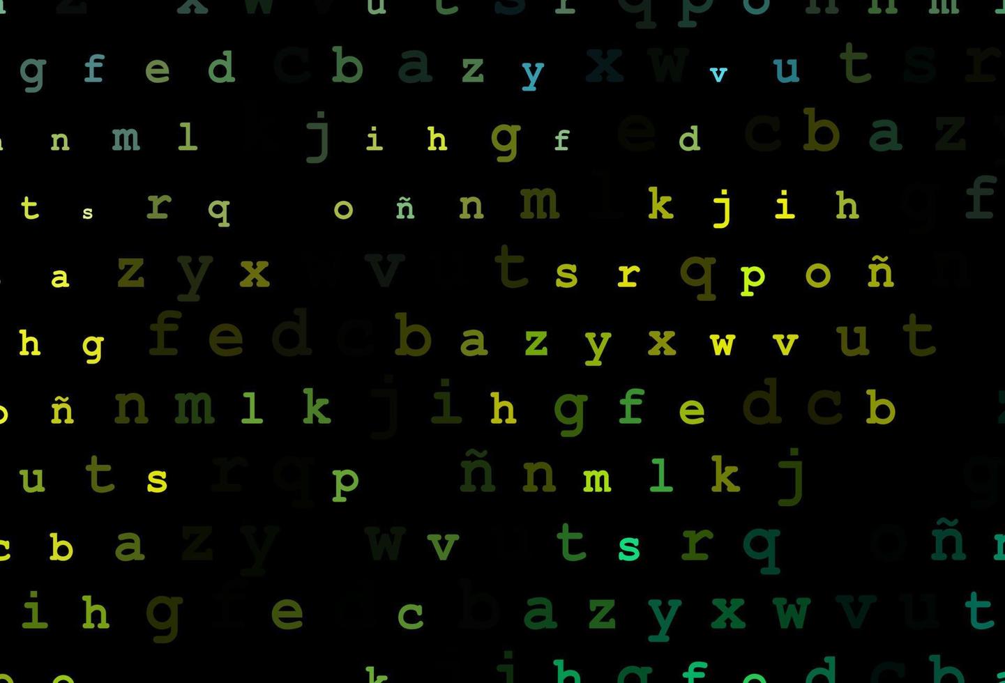Dark green, yellow vector pattern with ABC symbols.