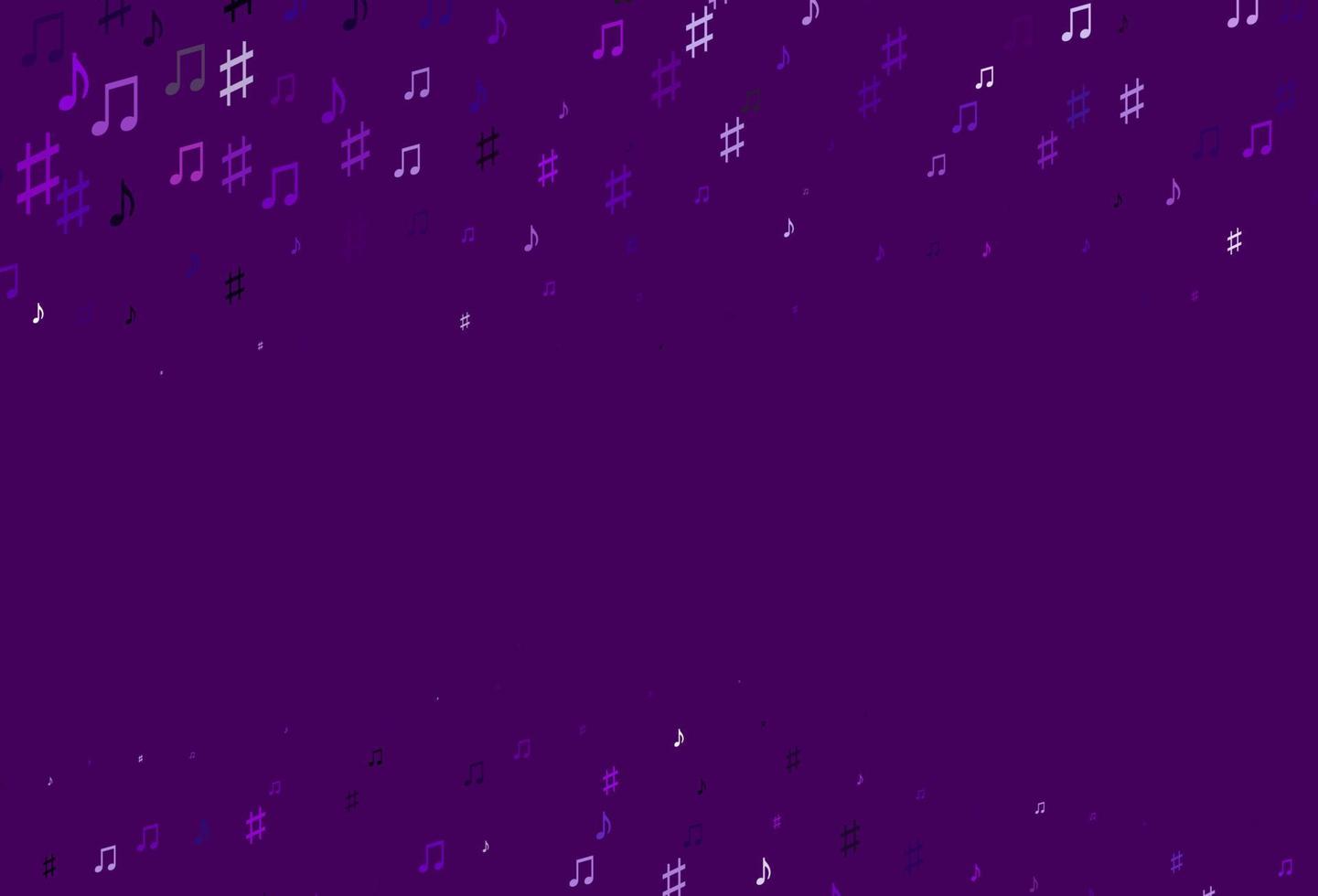 textura de vector de color púrpura claro con notas musicales.