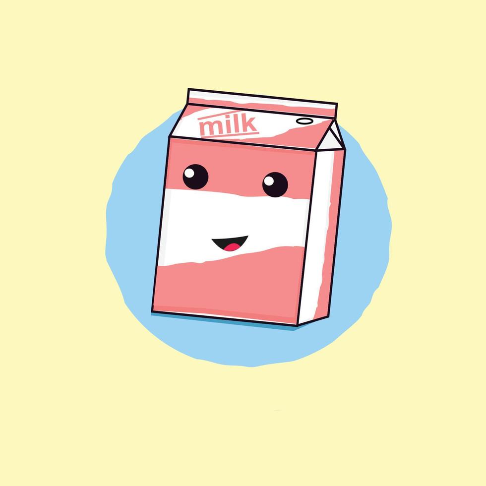 lindo personaje de caja de leche de dibujos animados. cartón de leche kawaii con pajita y cara sonriente. ilustración de imágenes prediseñadas vectoriales aisladas. vector