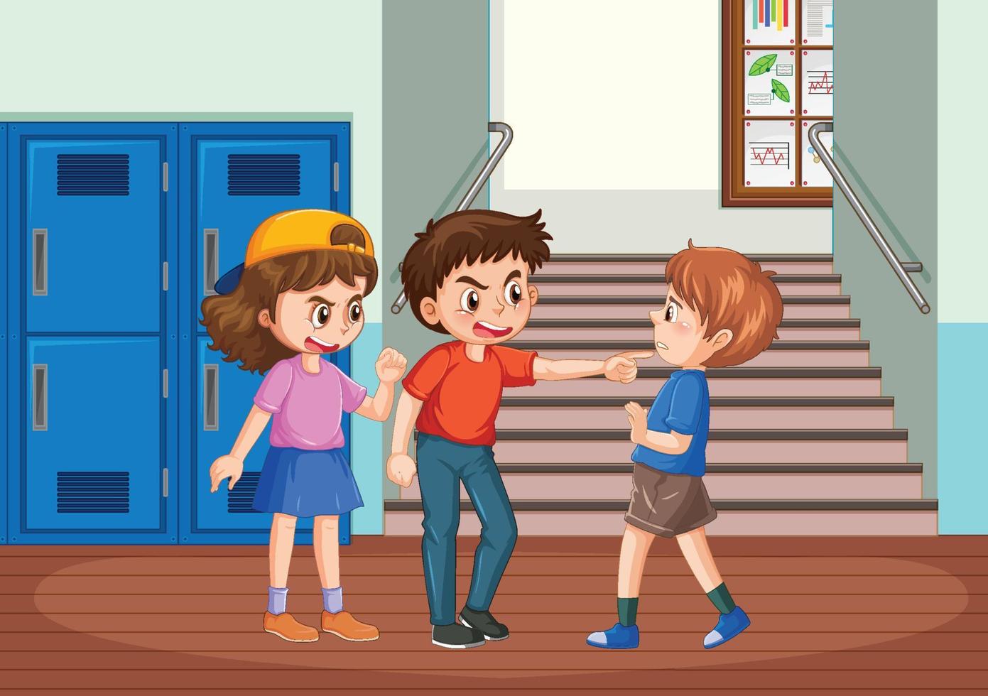 Bullying kids school scene vector