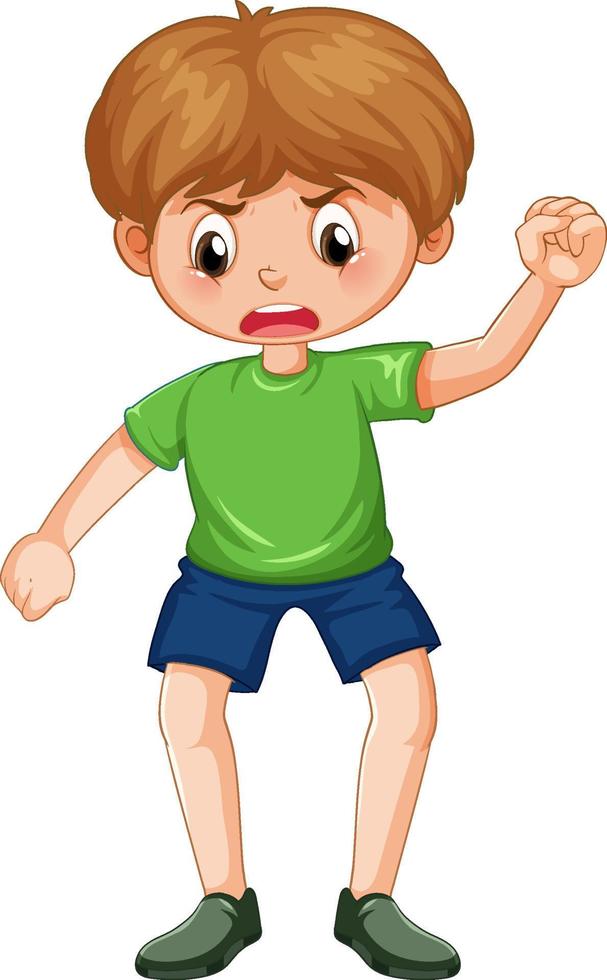 A boy with angry face cartoon character vector
