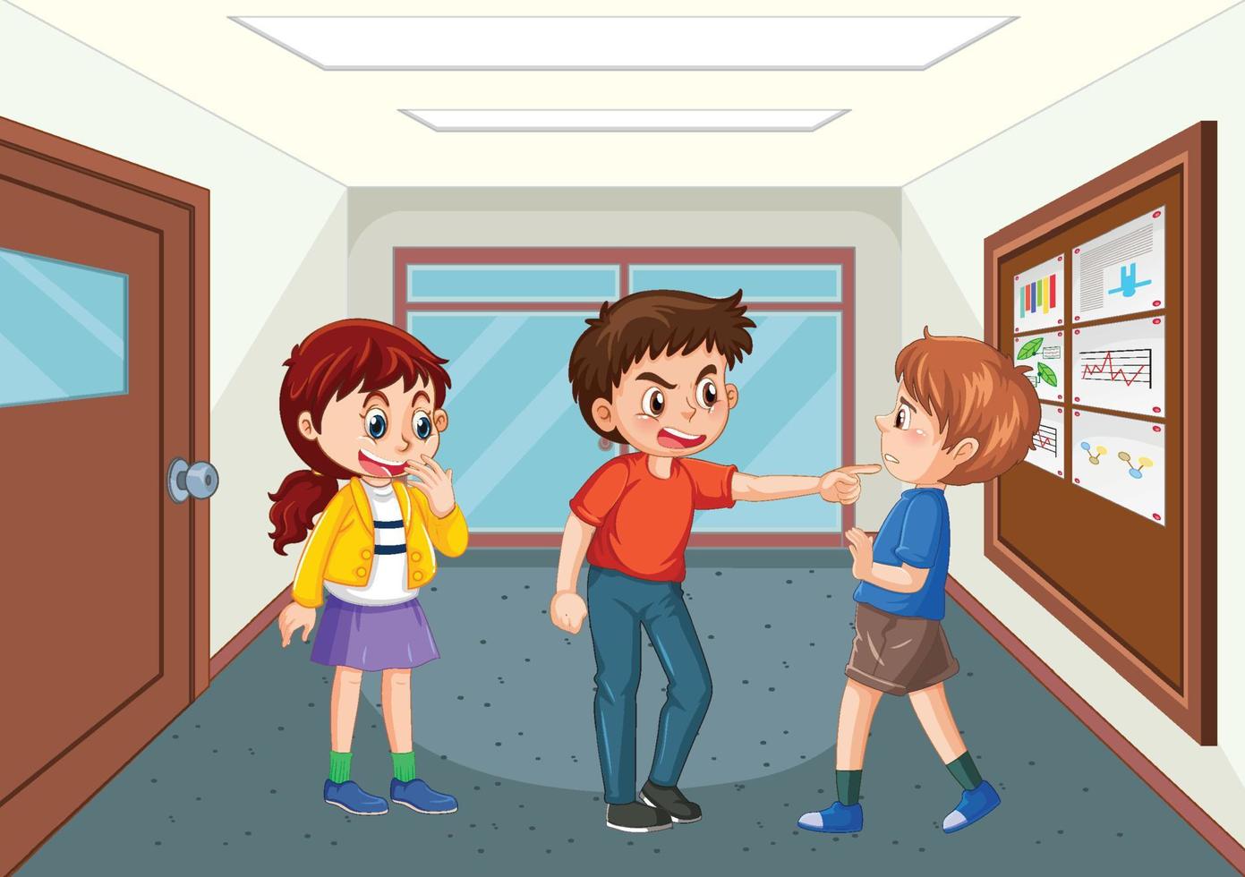 Bullying kids school scene vector