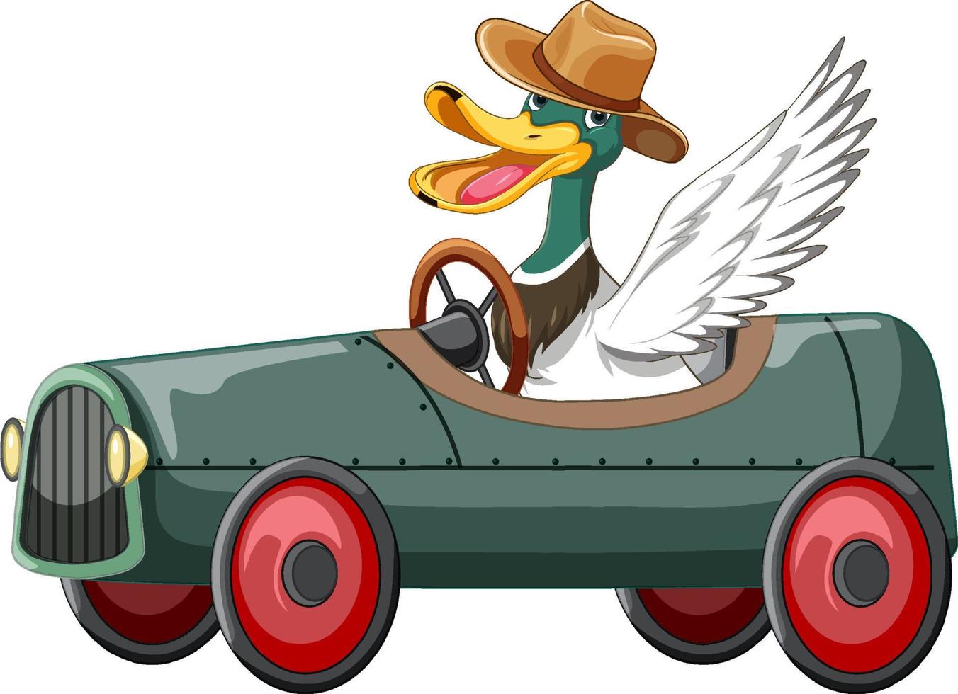 Soapbox derby with duck driving car vector