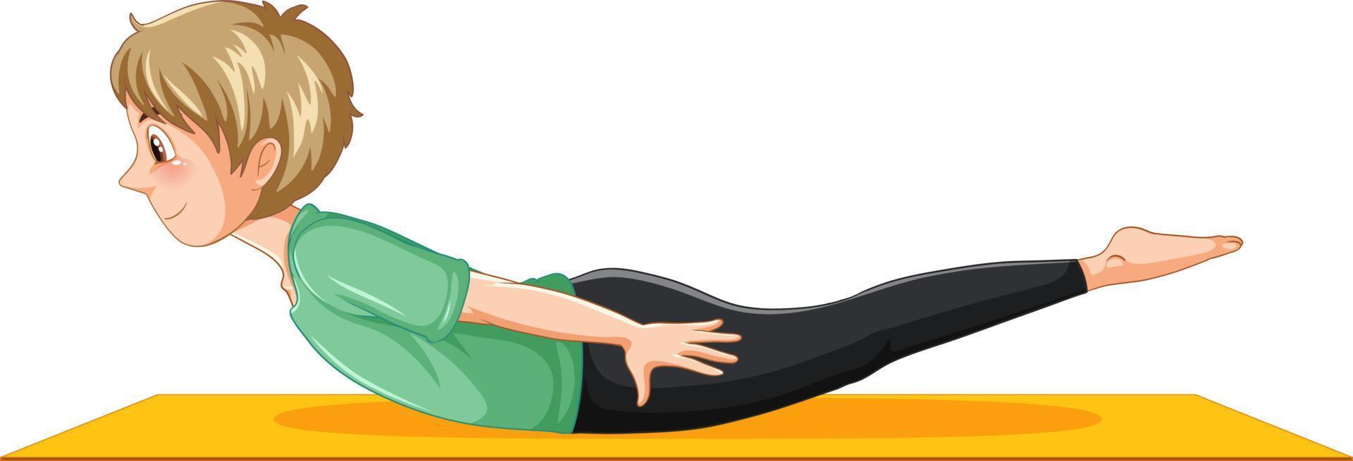 Locust pose yoga cartoon character vector