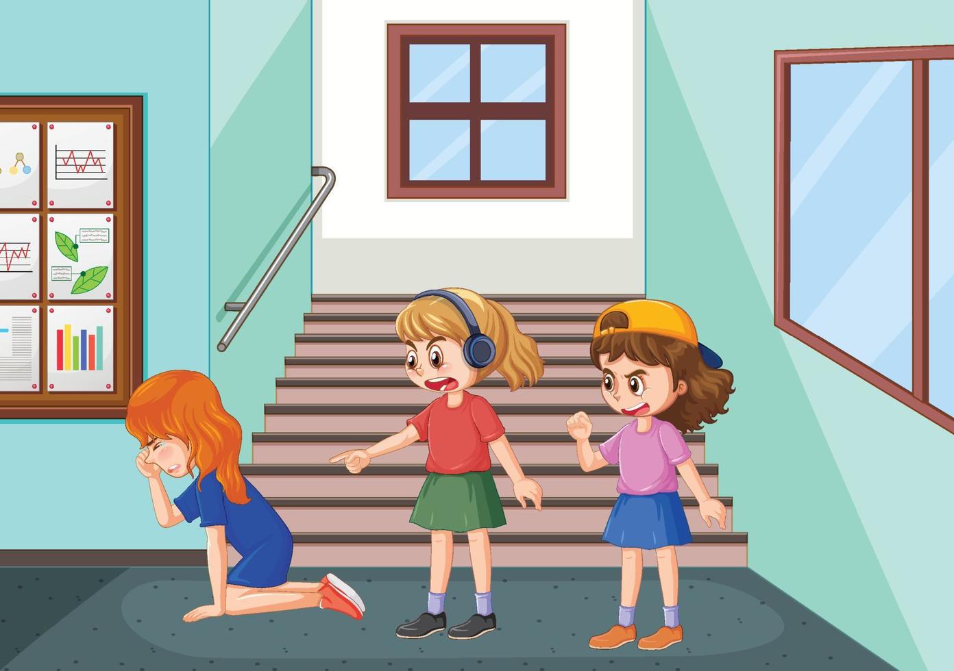 Bullying kids school scene vector