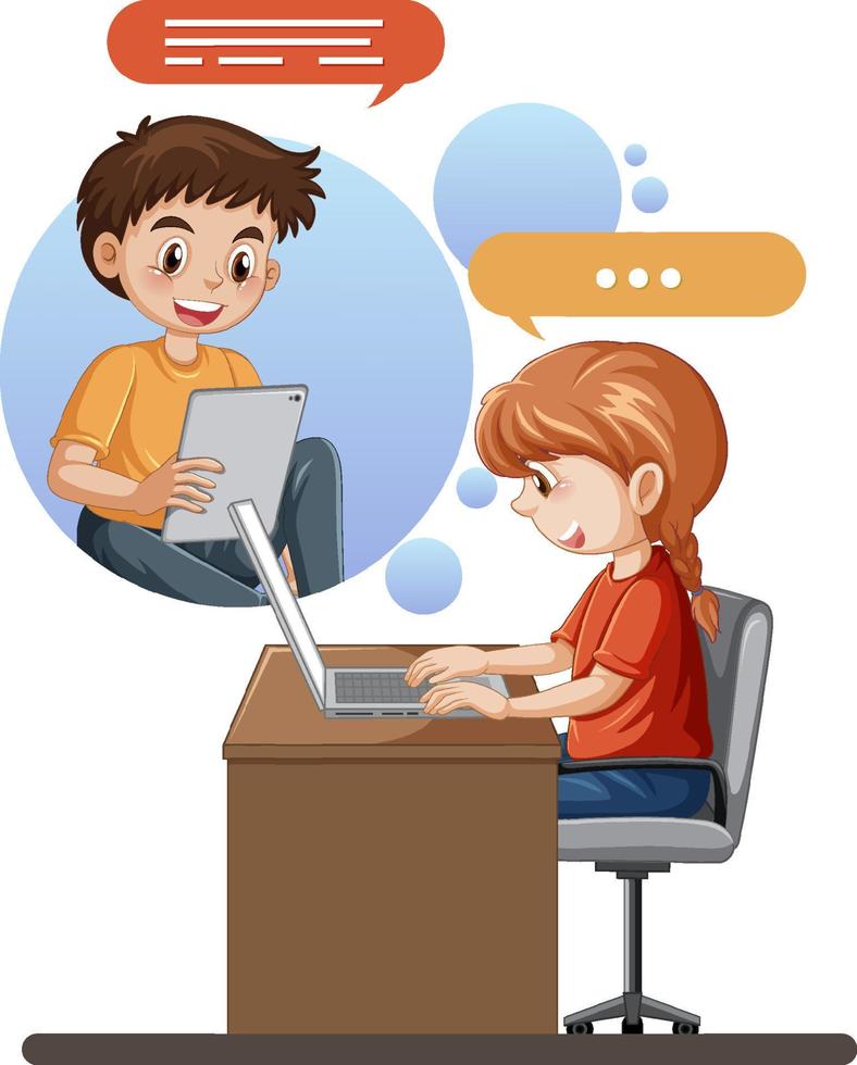 A girl browsing social media vector