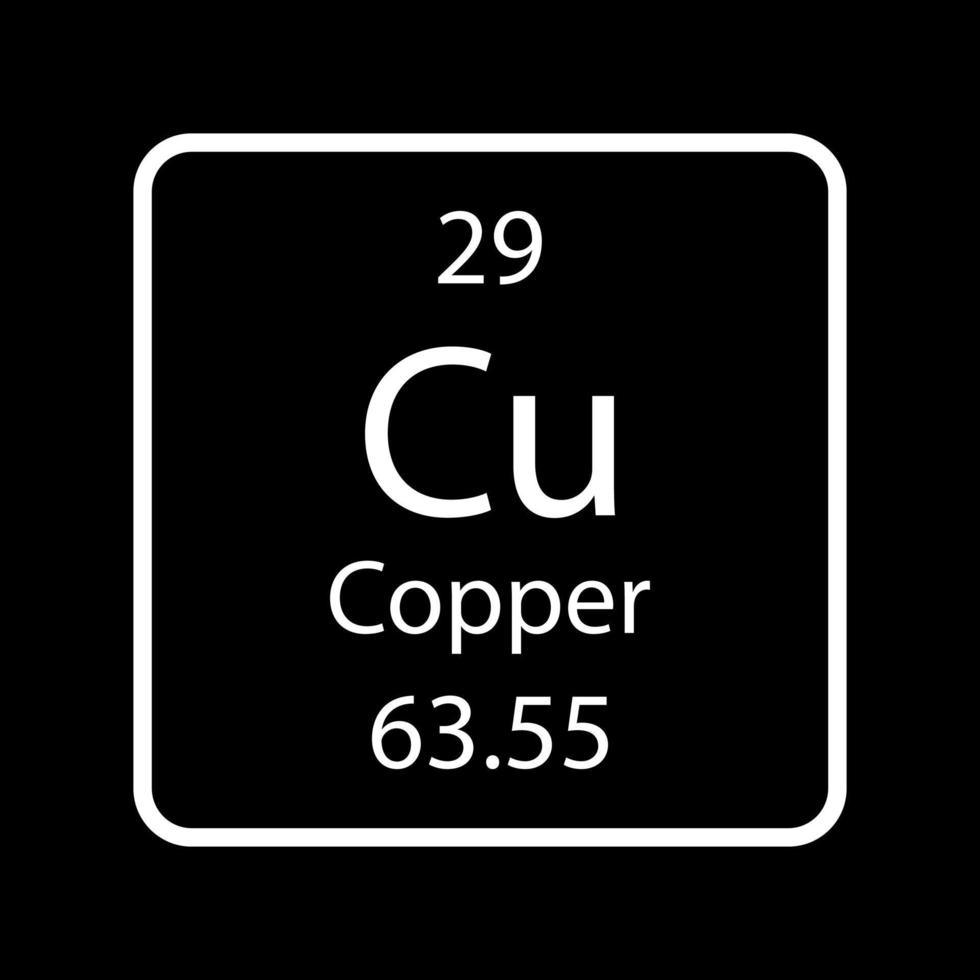 Copper symbol. Chemical element of the periodic table. Vector illustration.