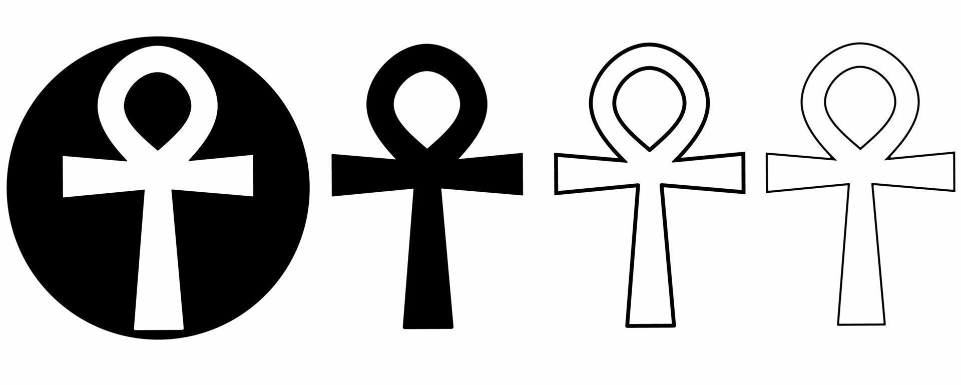 conjunto de signos de ankh dibujado a mano aislado sobre fondo blanco.vector de símbolo de ankh de dibujo a mano vector