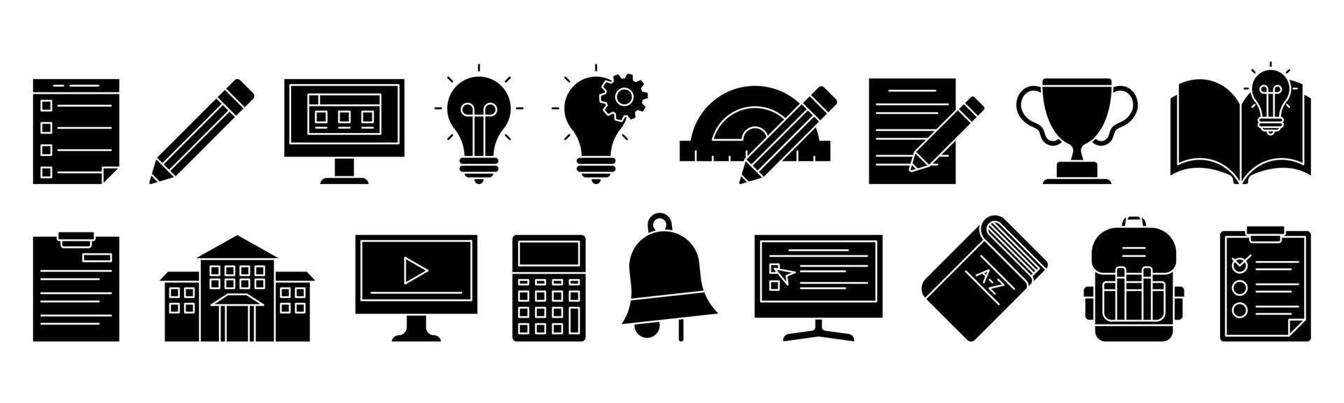 ilustración de vector de plantilla de diseño de conjunto de iconos de aprendizaje