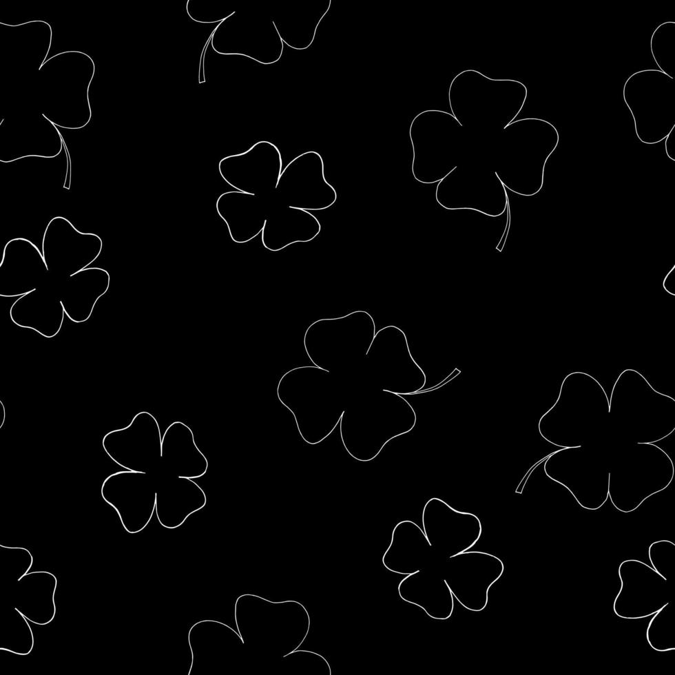 four leaf clover seamless pattern. st patricks day symbol. illustration hand drawn in doodle line art style vector