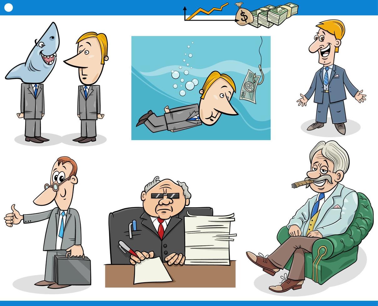 cartoon business concepts and people characters set vector