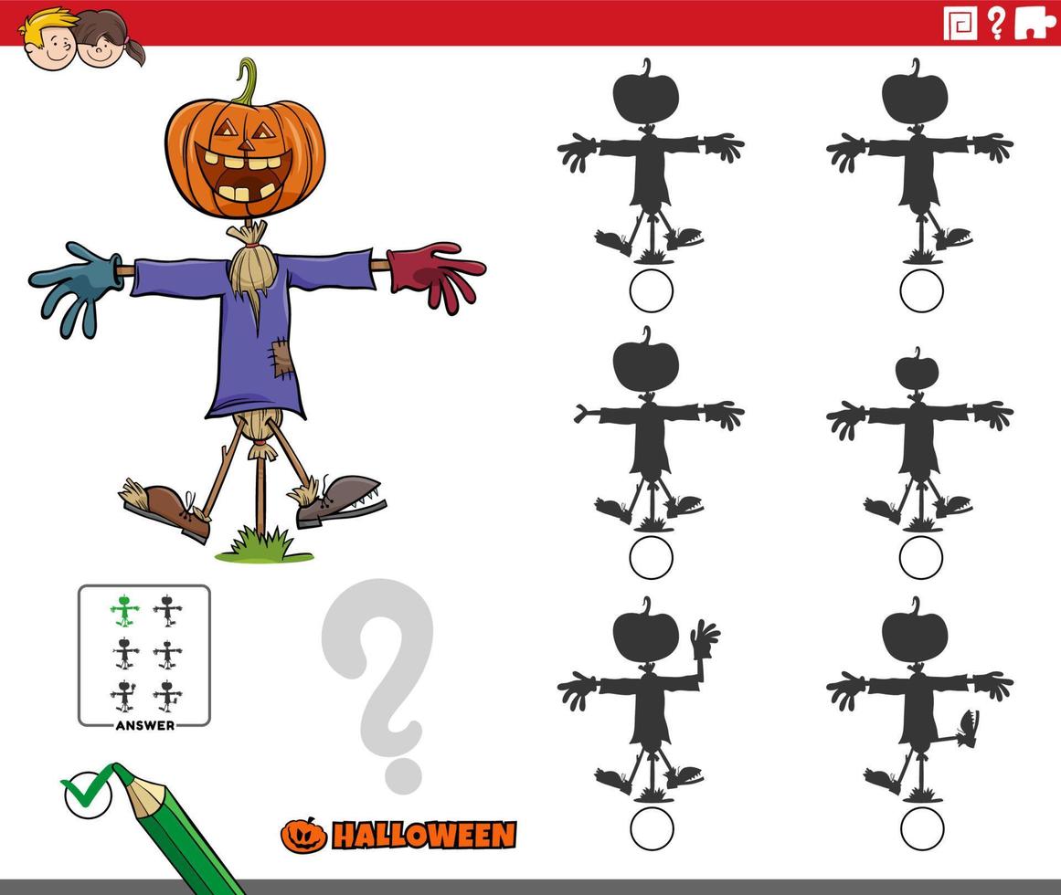 shadows game with cartoon witches on Halloween time vector