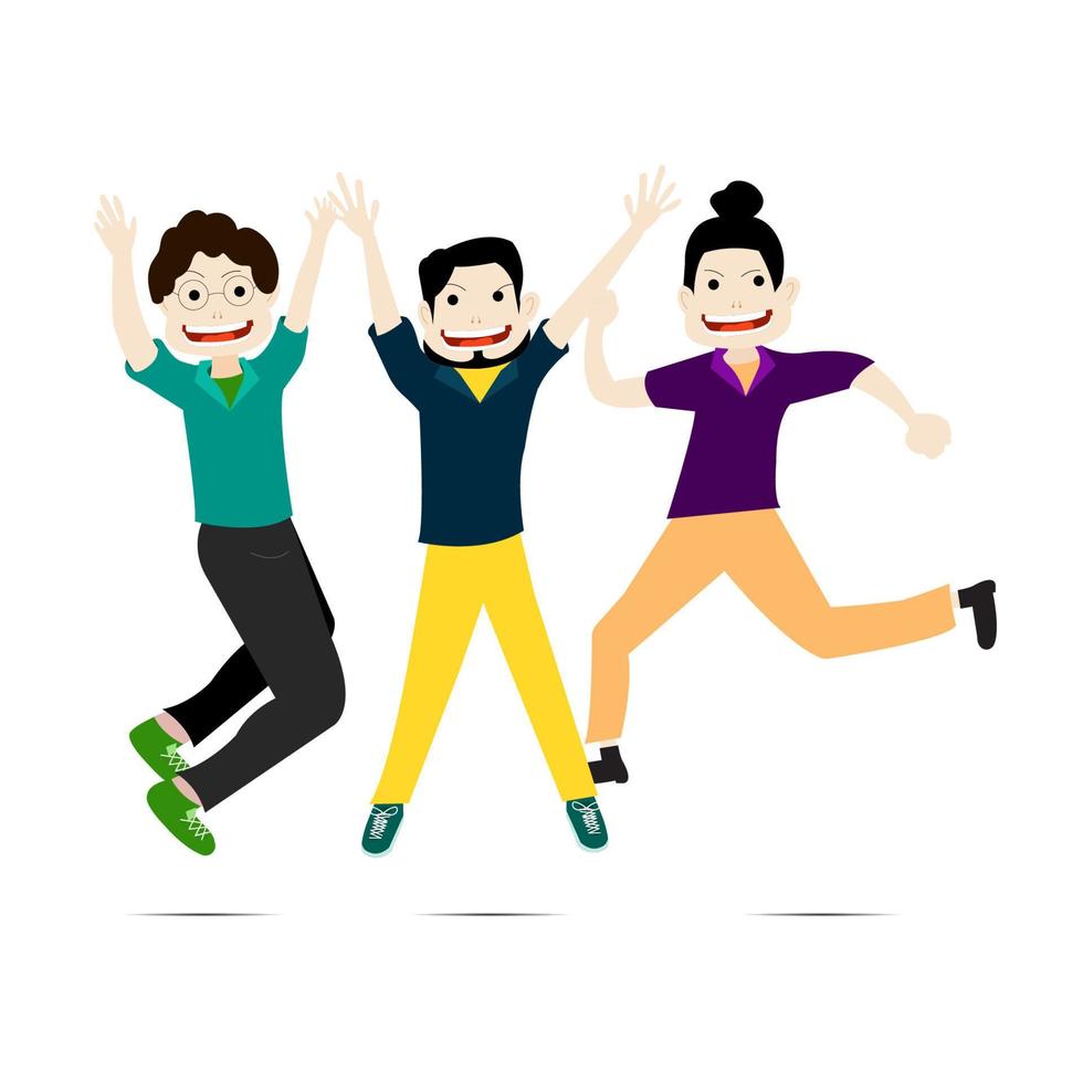 Vector illustration happy jumping together