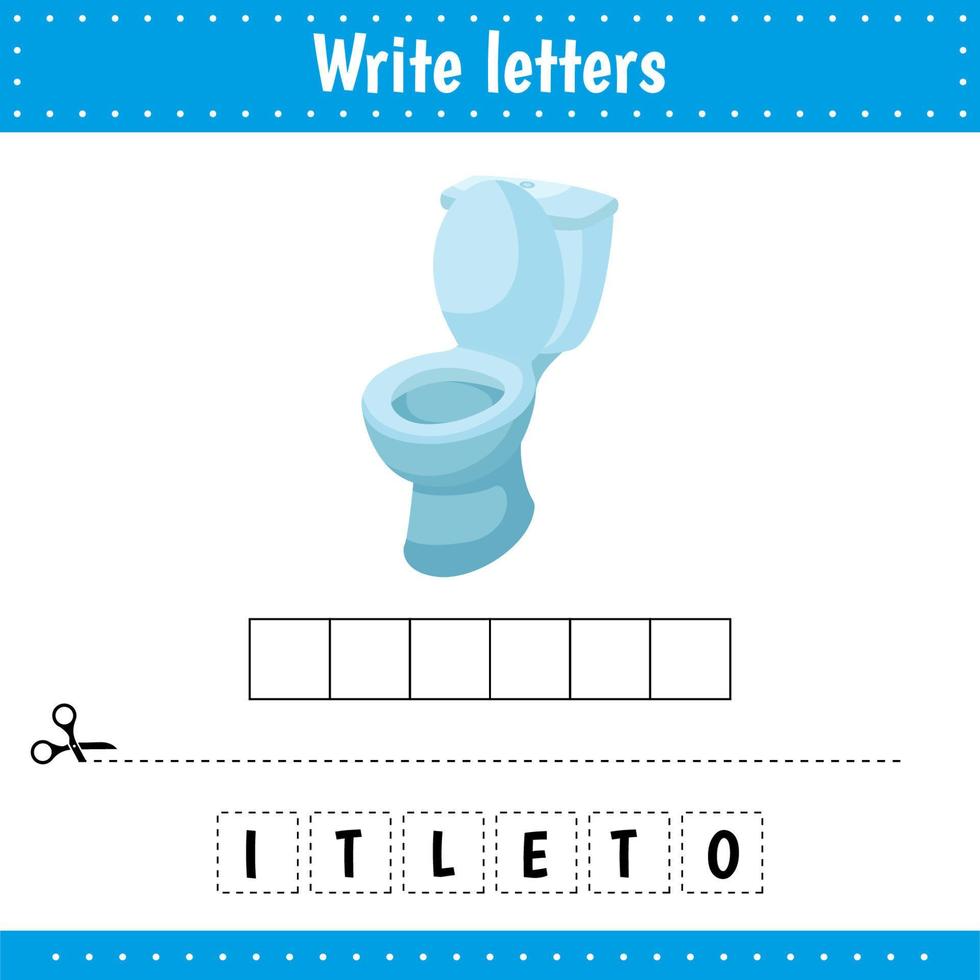 Educational game for kids. Crossword Toilet. Guess the word. Education