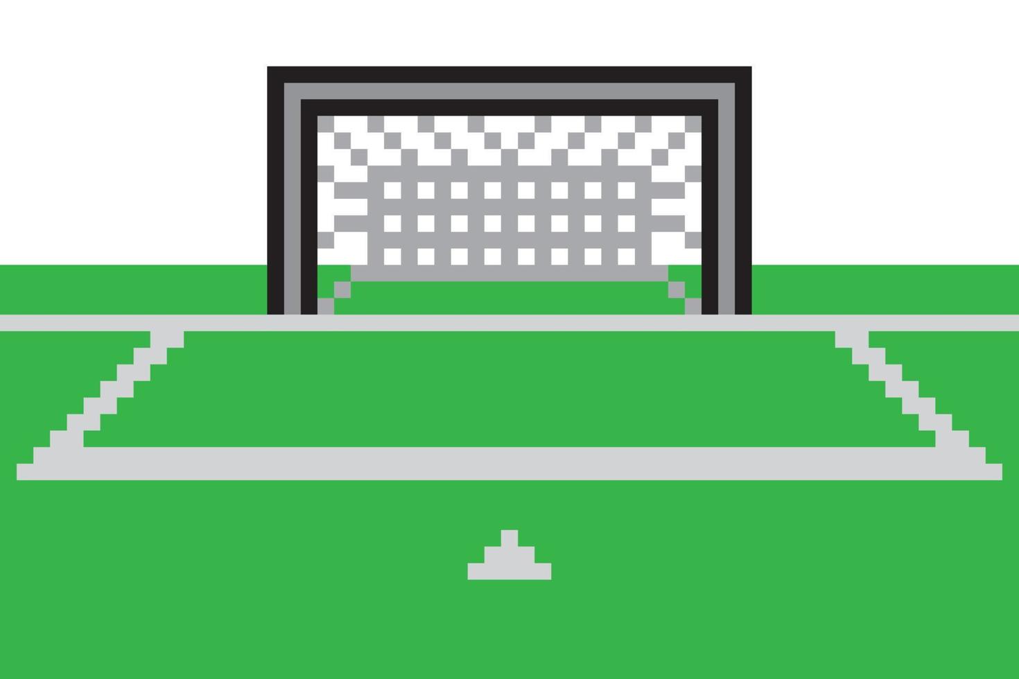 Pixel art soccer goal field vector