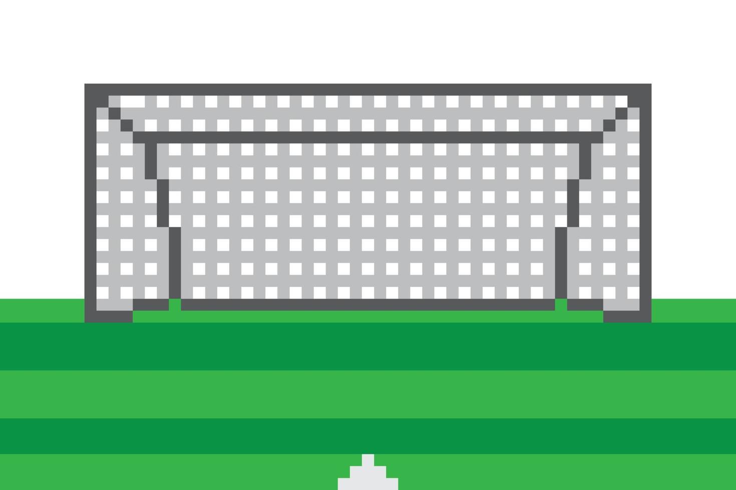 Pixel art soccer goal field vector