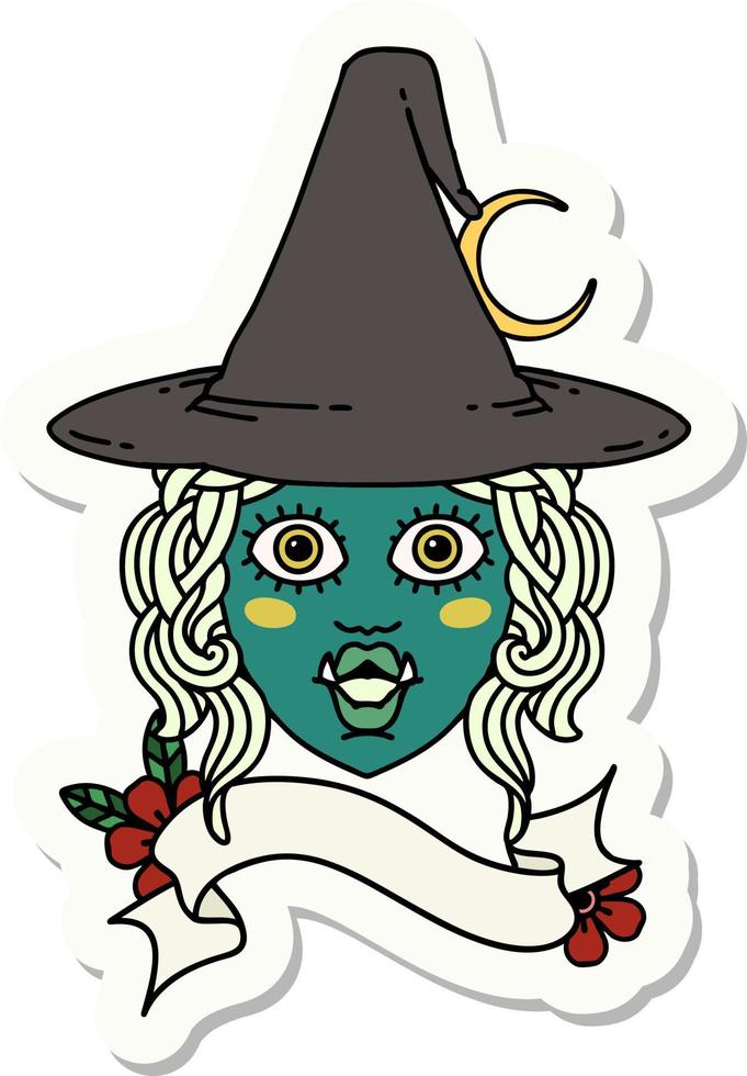 sticker of a half orc witch character face vector