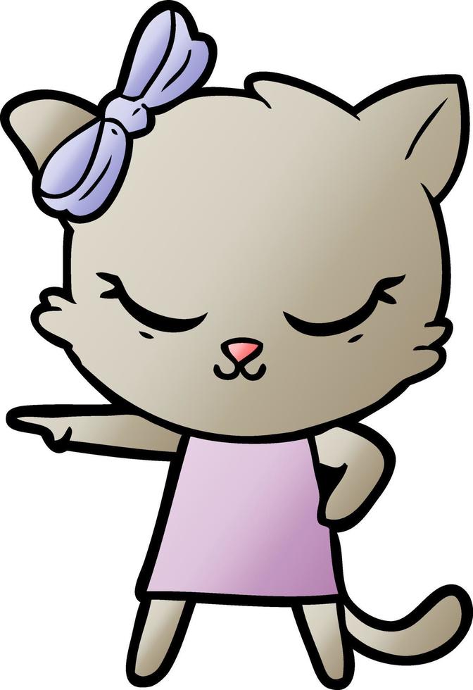 cute cartoon cat with bow vector