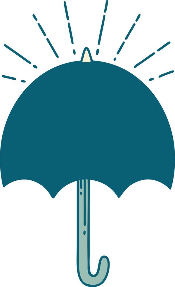 illustration of a traditional tattoo style open umbrella vector