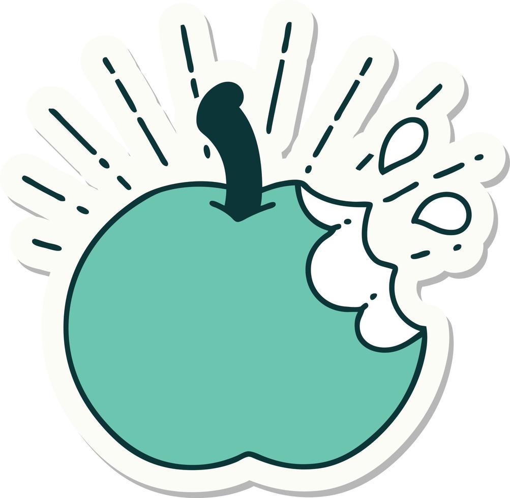 sticker of a tattoo style bitten apple vector