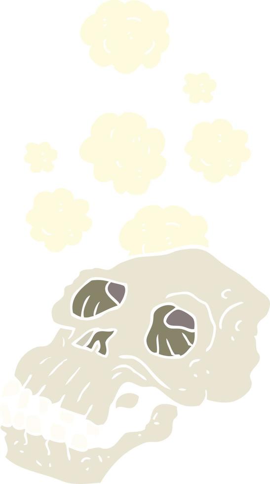 flat color illustration of ancient skull vector