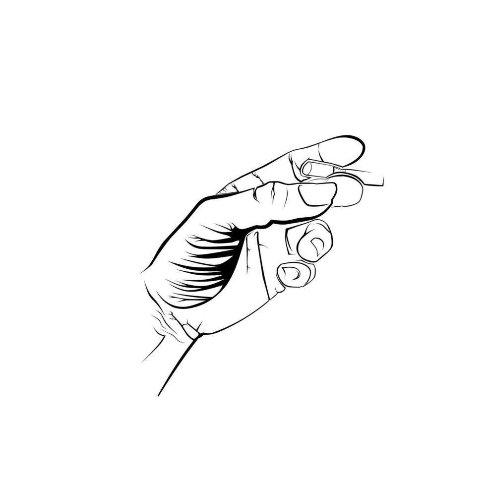 vector image of a hand holding a cigarette