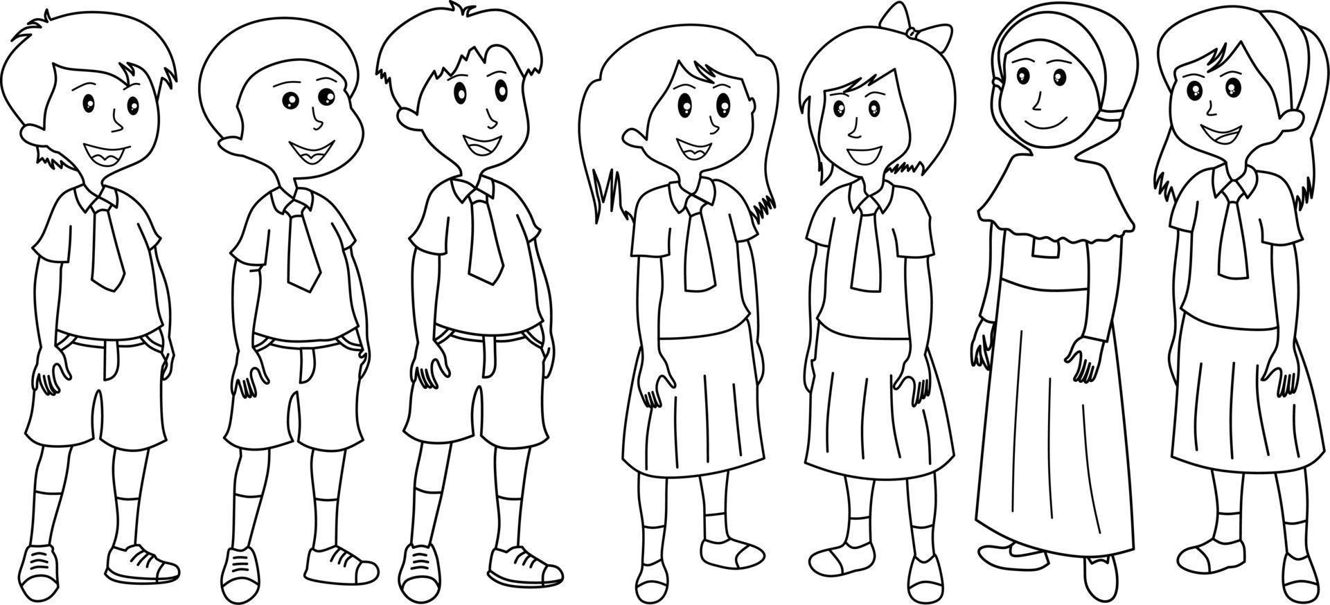 vector image of school boy and girl.