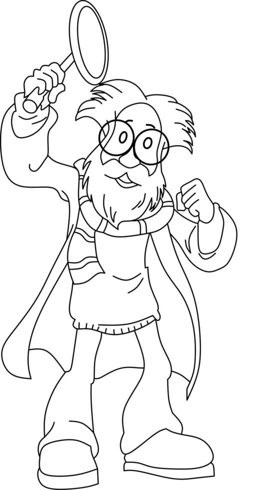 vector image of cartoon old professor